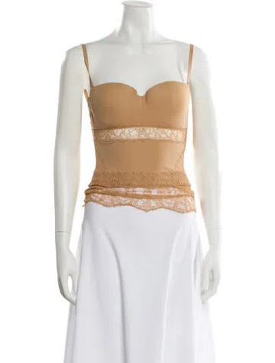 Pre-owned La Perla Lace Pattern Strapless Top In Neutral