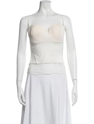 Pre-owned La Perla Lace Pattern Strapless Top In Neutrals