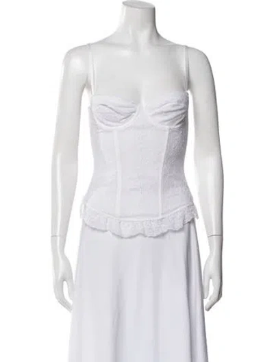 Pre-owned La Perla Lace Pattern Strapless Top In White