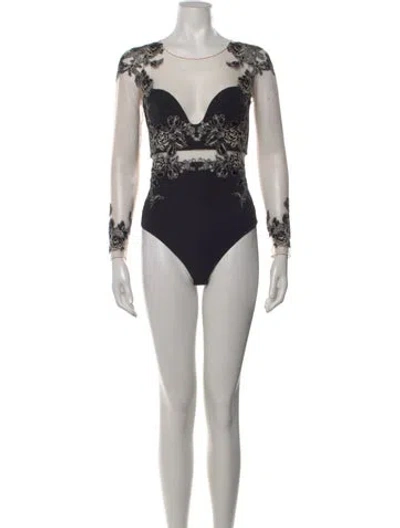 Pre-owned La Perla Lace Pattern V-neck Bodysuit