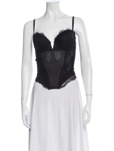Pre-owned La Perla Lace Pattern V-neck Bodysuit In Gray