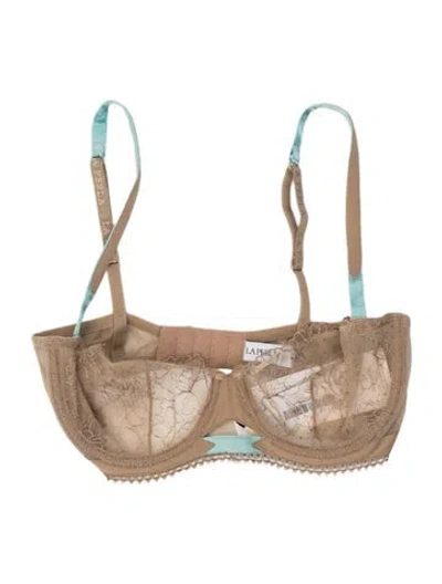 Pre-owned La Perla Lace Pattern V-neck Sports Bra In Neutral