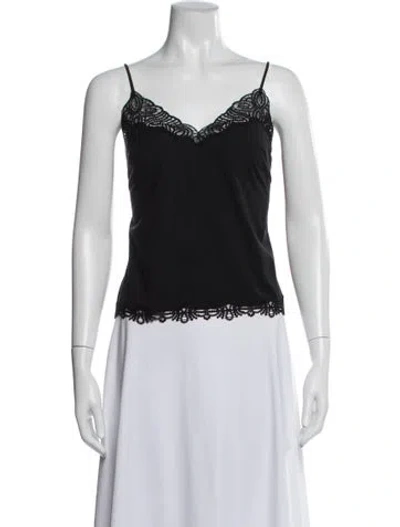 Pre-owned La Perla Lace Pattern V-neck Top In Black