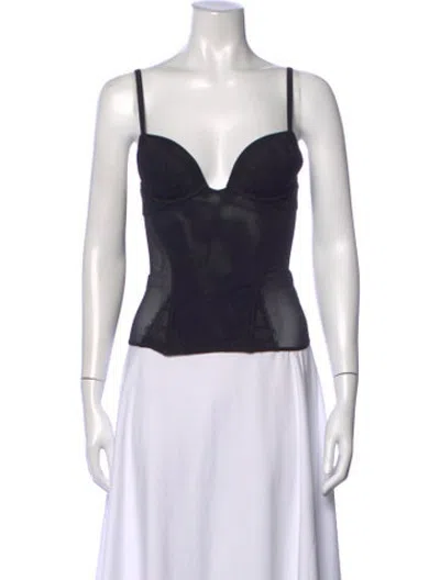 Pre-owned La Perla Lace Pattern V-neck Top In Black