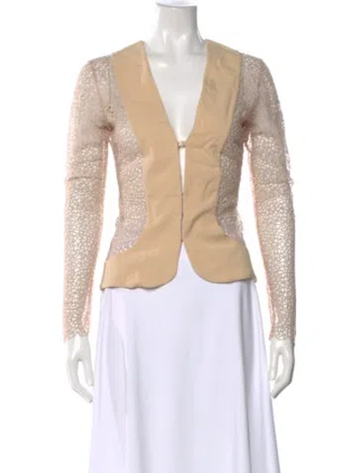 Pre-owned La Perla Lace Pattern V-neck Top In Neutral