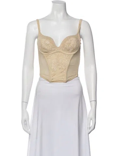 Pre-owned La Perla Lace Pattern V-neck Top In Neutral
