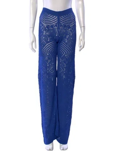 Pre-owned La Perla Lace Pattern Wide Leg Pants In Blue