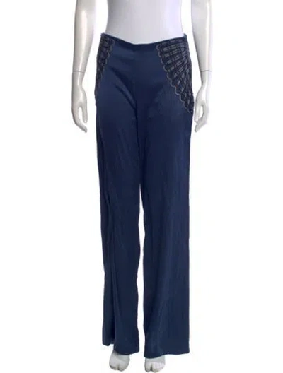 Pre-owned La Perla Lace Pattern Wide Leg Pants In Blue