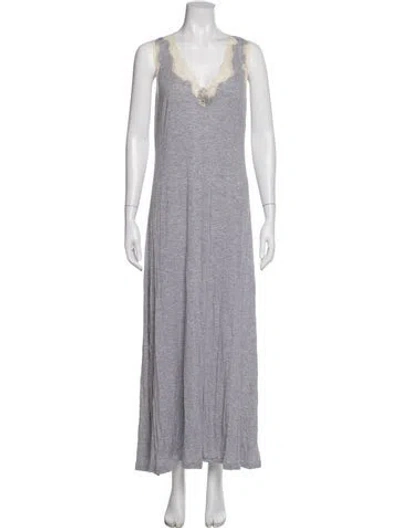 Pre-owned La Perla Lace Trim Embellishment Nightgown In Gray