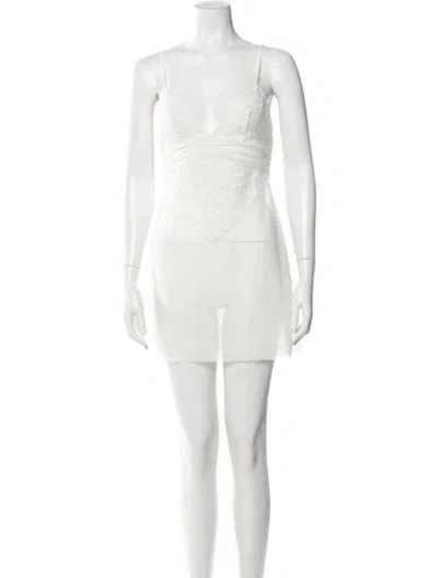 Pre-owned La Perla Lace Trim Embellishment Nightgown In Neutral