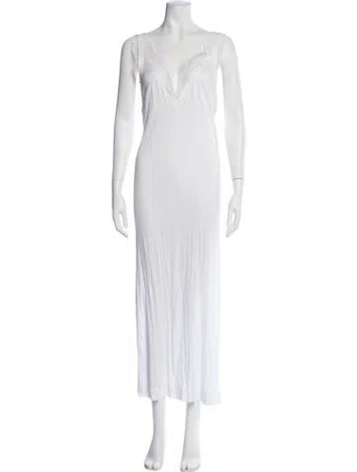 Pre-owned La Perla Lace Trim Embellishment Nightgown In White