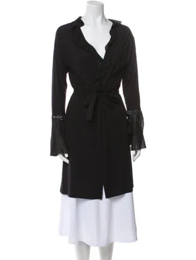 Pre-owned La Perla Lace Trim Embellishment Robe In Black