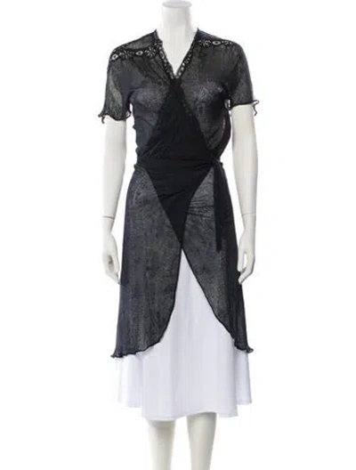 Pre-owned La Perla Lace Trim Embellishment Robe In Black