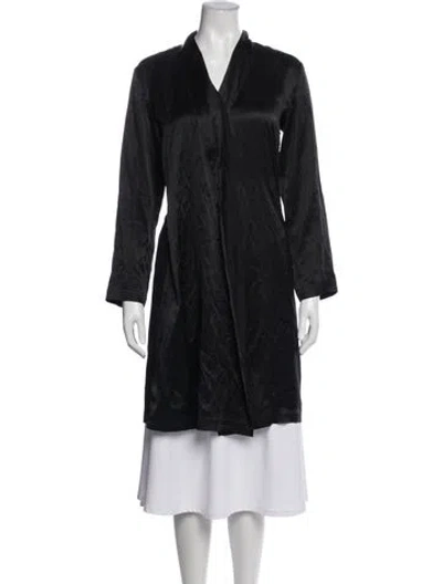 Pre-owned La Perla Lace Trim Embellishment Robe In Black