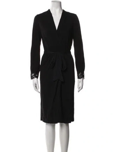 Pre-owned La Perla Lace Trim Embellishment Robe In Black