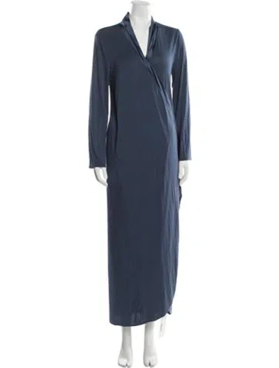 Pre-owned La Perla Lace Trim Embellishment Robe In Blue