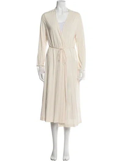 Pre-owned La Perla Lace Trim Embellishment Robe In Neutral