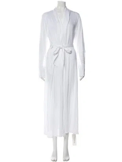 Pre-owned La Perla Lace Trim Embellishment Robe In White