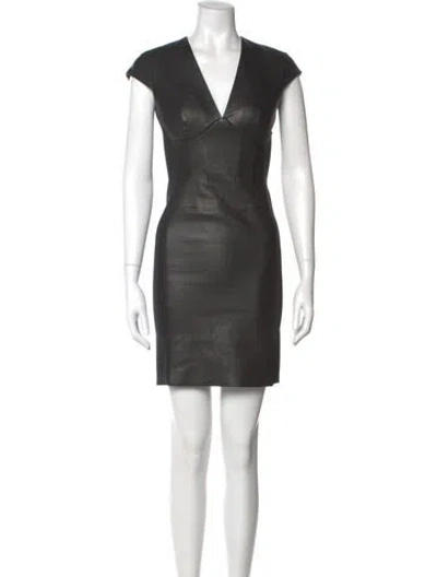 Pre-owned La Perla Lamb Leather Mini Dress In Black
