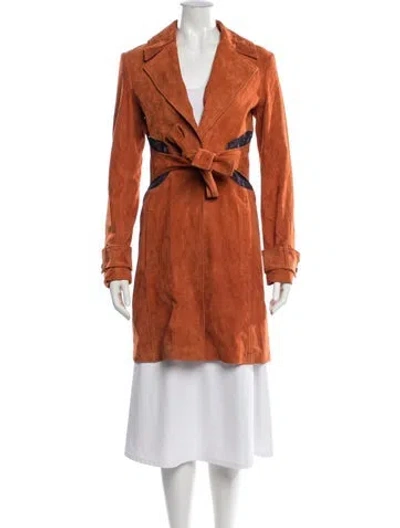 Pre-owned La Perla Lamb Leather Trench Coat In Orange