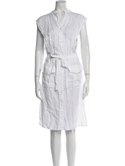 Pre-owned La Perla Linen Midi Length Dress In Blue/white