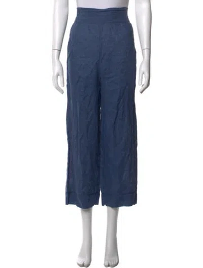 Pre-owned La Perla Linen Wide Leg Pants In Blue