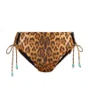 La Perla Leopard-print Side-tie Bikini Bottoms In Brown