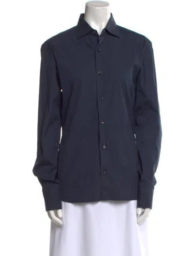 Pre-owned La Perla Long Sleeve Button-up Top In Blue