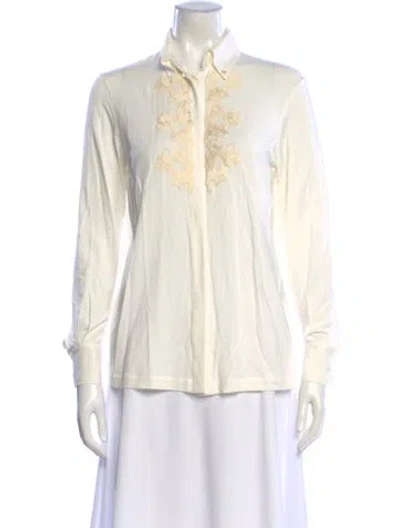 Pre-owned La Perla Long Sleeve Button-up Top In White