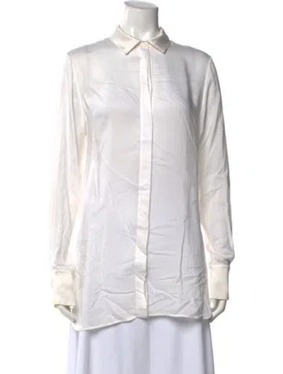 Pre-owned La Perla Long Sleeve Button-up Top In White