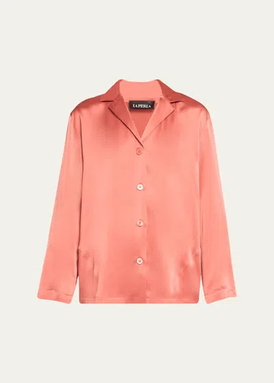 La Perla Long-sleeve Silk Pajama Set In Pink