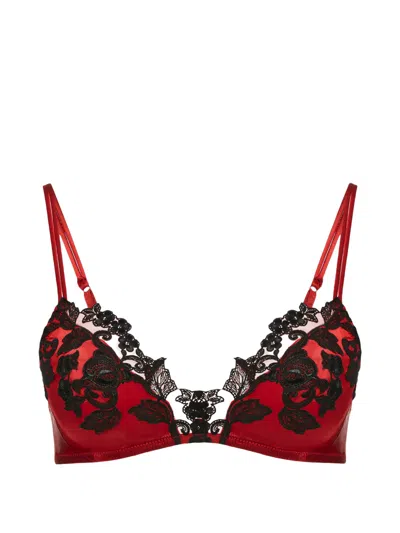 La Perla Maison Frastaglio Silk Bra In Red