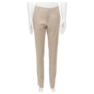 Pre-owned La Perla Mens Beige Back Darts Minimal Classic Tapered Trouser Pants M In Brown