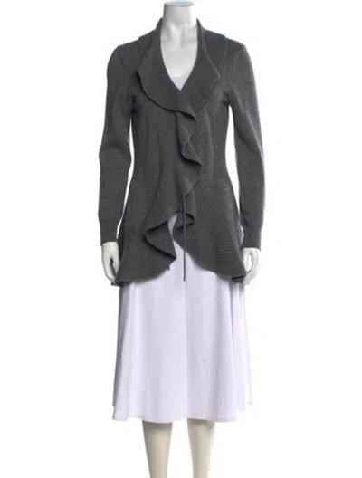 Pre-owned La Perla Merino Wool Open Front Sweater In Gray