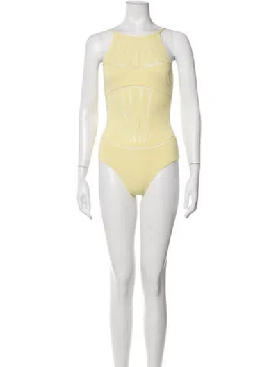 Pre-owned La Perla Mesh Accents One-piece In Yellow