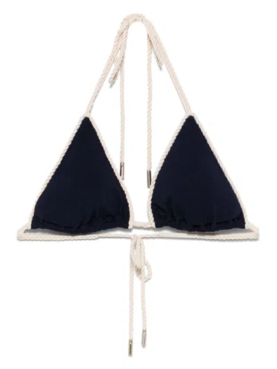 La Perla Monogram Triangle Bikini Top In Blue