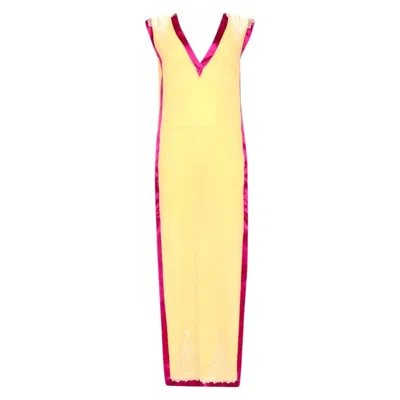 Pre-owned La Perla New  Silk & Lace Tunic Dress Gown Lingerie Loungewear Dress 3 / M In Yellow