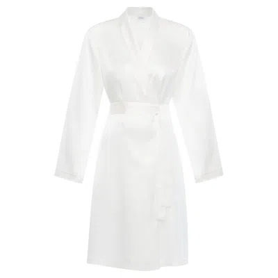Pre-owned La Perla New  White Silk Robe With Belt M