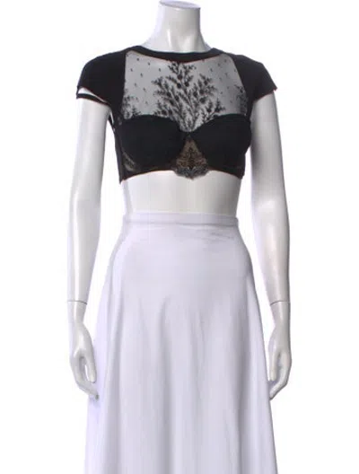 Pre-owned La Perla Nylon Crew Neck Crop Top In Black