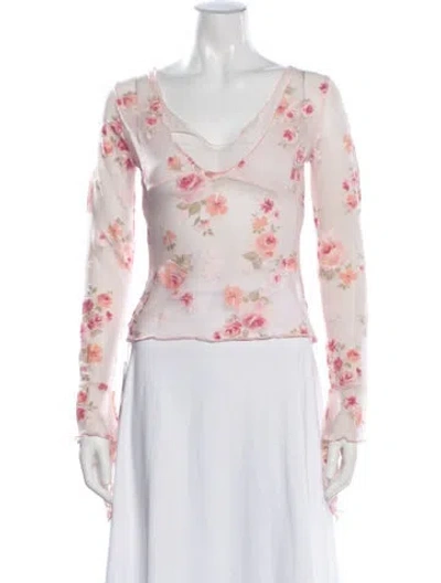Pre-owned La Perla Nylon Floral Print Top In Pink
