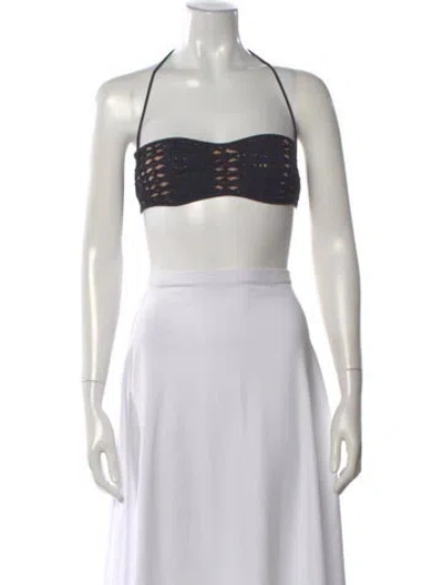 Pre-owned La Perla Nylon Lace Pattern Crop Top In White