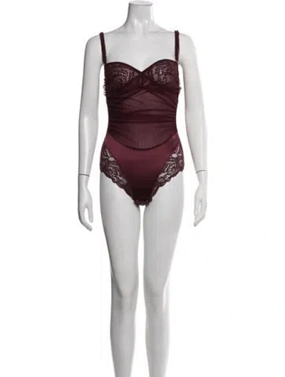 Pre-owned La Perla Nylon Lace Pattern Nightgown In Red