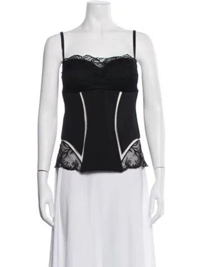 Pre-owned La Perla Nylon Lace Pattern Top In Black