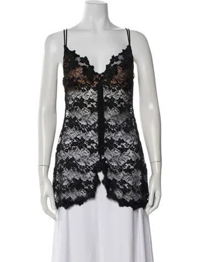 Pre-owned La Perla Nylon Lace Pattern Top In White