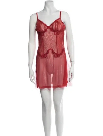 Pre-owned La Perla Nylon Mini Dress W/ Tags In Red