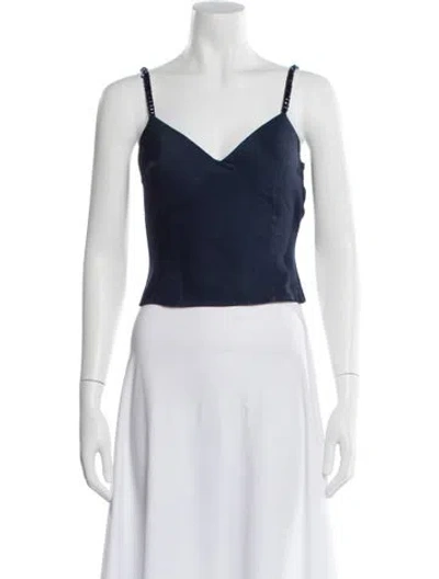 Pre-owned La Perla Off-the-shoulder Sleeveless Crop Top In White