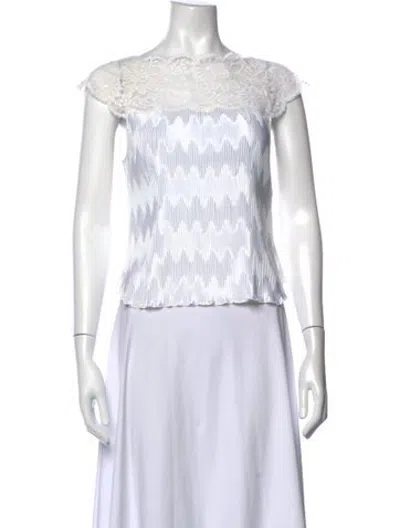 Pre-owned La Perla Patterned Bateau Neckline Blouse In White