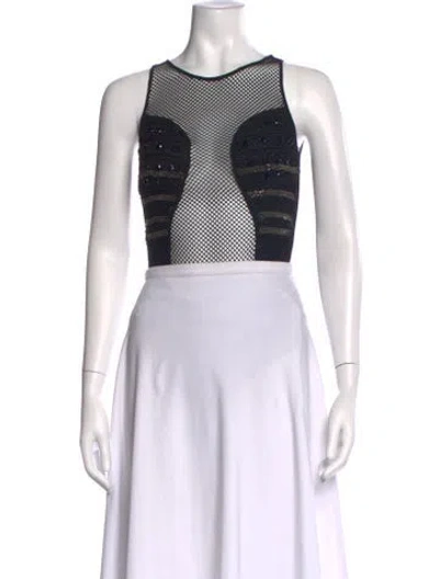 Pre-owned La Perla Patterned Crew Neck Top W/ Tags In Black