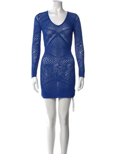 Pre-owned La Perla Patterned Mini Dress In Blue