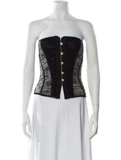 Pre-owned La Perla Patterned Strapless Top In White